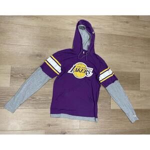 Men's Los Angeles Lakers New Era Purple Layered Long Sleeve Hoodie TShirt Size S